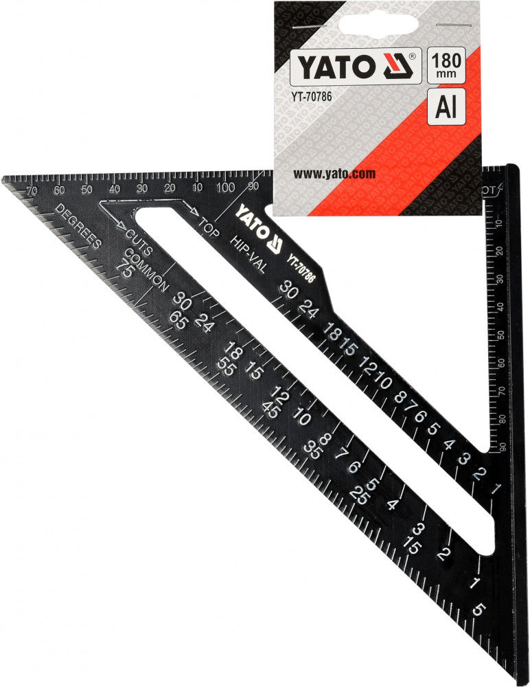 Derékszög, szögmérő, ALU 180mm (YATO YT-70786)