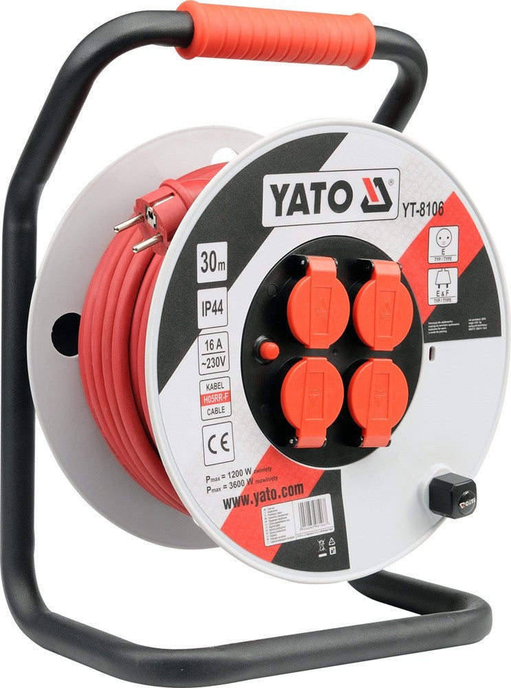 Cable reel 30m 3x2.5mm2, power strip, extension cord 16A (YATO YT-8106)