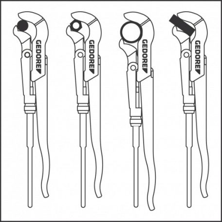 Nagyteljesítményű hárompontos befogású csőfogó ECK-SCHWEDE-snap® 1.1/2" (GEDORE 100 1.1/2)