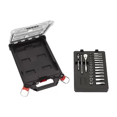1/4˝racsnis dugókulcs készlet metrikus (28 részes) PACKOUT™ keskeny rendszerezőben (MILWAUKEE 4932478812) 