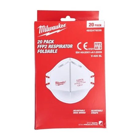 FFP2 hajtogatható maszk - 20db (MILWAUKEE 4932479238) 