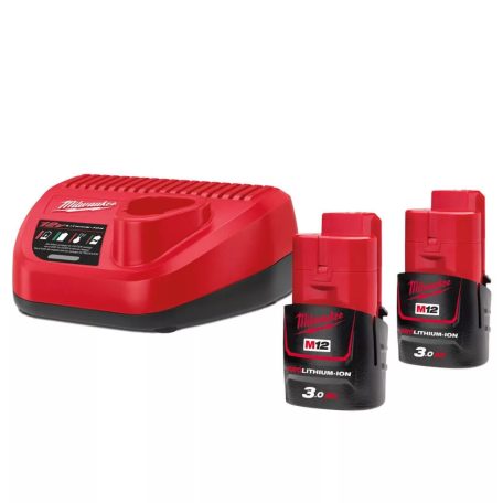 M12NRG-302 M12 töltő készlet 2x3,0 Ah akkumulátor és C12 C töltő (MILWAUKEE 4933451902) 