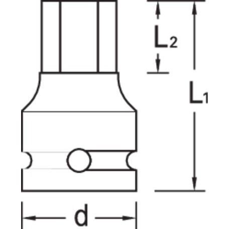 1/2" Gedore gépi imbusz dugókulcs (5mm, L:44mm) (GEDORE IN K 19 5)