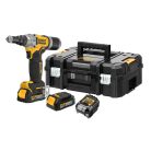18V/2x1.7Ah XR szénkefe nélküli 6.3mm-es szegecshúzó+TSTAK (DeWALT DCF414E2GT-QW)