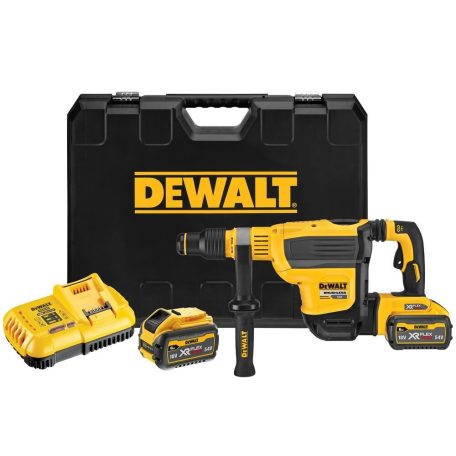 18V/2x9Ah 54V Akkumulátoros Fúró-Vésőkalapács Szénkefementes, SDS-Max Kofferben (DeWALT DCH614X2-QW) 