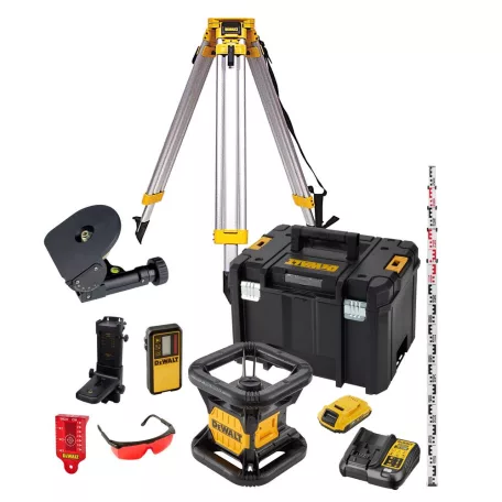 18V/2.0Ah Akkus önbeálló forgólézer, 0-225m +töltő, TSTAK kofferben (DeWALT DCK374D1R-QW)