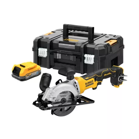 18V, 1x1,7 Ah Kézi körfűrész 115 mm TSTAK kofferben (DeWALT DCS571E1T-XJ) 