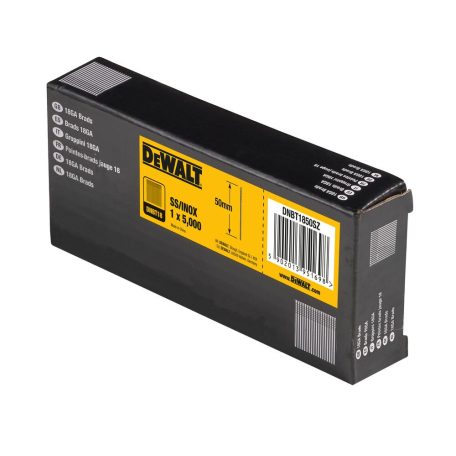18GA rozsdamentes acél szeg, 1,25x50 mm, 5000 db (DeWALT DNBT1850SZ)