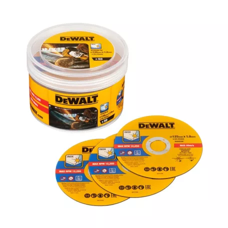 125 mm-es ragasztott vágókorong (inox 50 db/vödör) (DeWALT DT20598-QZ)