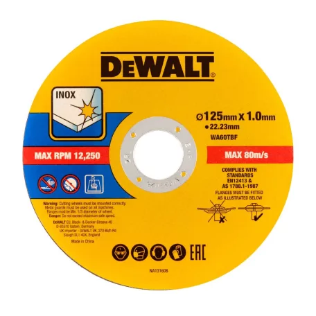 125 mm-es ragasztott vágókorong (inox 50 db/vödör) (DeWALT DT20598-QZ)