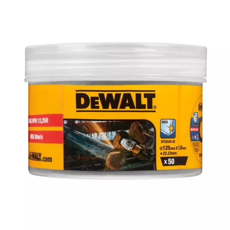125 mm-es ragasztott vágókorong (inox 50 db/vödör) (DeWALT DT20598-QZ)