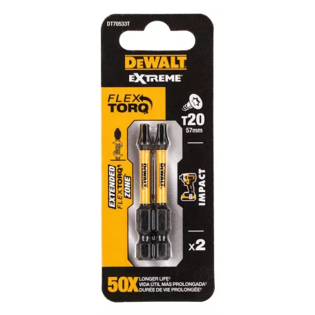 2xT20 50mm-es IR Torziós csavarozóbit (DeWALT DT70533T-QZ)