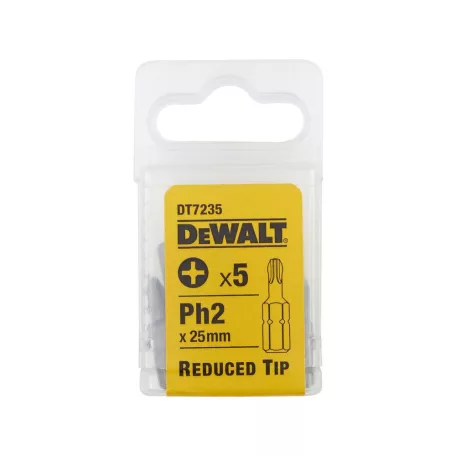 Csavarozóbetét, csökkentett csúcs Torsion, PH2, 25mm, 5db/cs (DeWALT DT7235-QZ)