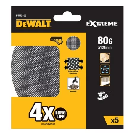 EXTREME EXCENTER Csiszolóháló 125mm 80G - 5db/cs (DeWALT DTM3103-QZ)