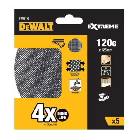 EXTREME EXCENTER Csiszolóháló 125mm 120G - 5db/cs (DeWALT DTM3105-QZ)