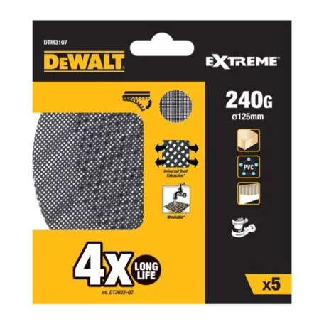 EXTREME EXCENTER Csiszolóháló 125mm 240G - 5db/cs (DeWALT DTM3107-QZ)