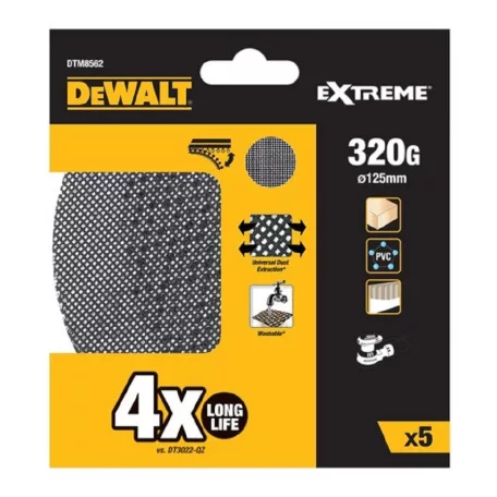 EXTREME EXCENTER Csiszolóháló 125mm 320G - 5db/cs (DeWALT DTM8562-QZ)