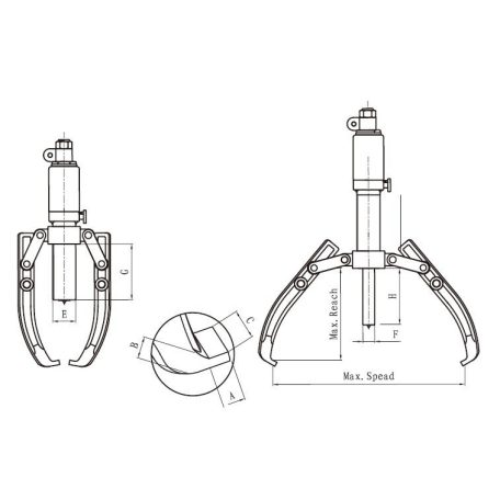 Csapágylehúzó, sűrített levegő hajtással, 2-3 karos (50T, 200-500mm) (L-50Q) 