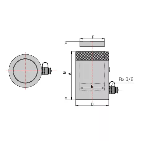 Egyszeres működésű biztosítóanyás hidraulikus munkahenger (100T, 150mm) (YG-100150LS)