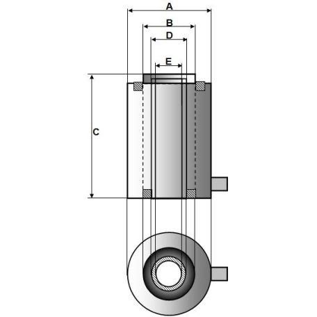 Egyszeres működésű üreges hidraulikus munkahenger (20T, 50mm) (YG-2050K)