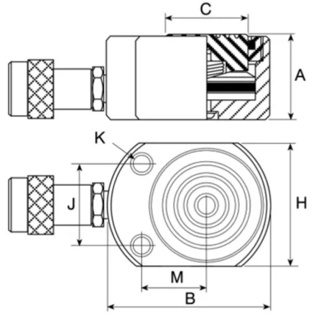 Többfokozatú alacsony hidraulikus munkahenger (20T, 27mm) (YG-20D)