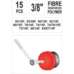   Dugókulcs készlet olajszűrőhöz (műanyag) 3/8" 15 db-os (YATO YT-0595)