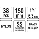 Hengerfej tisztító kefe készlet 38 részes 8-19 mm (YT-08196)