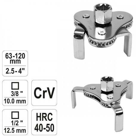 Olajszűrő leszedő 3 körmös 63 - 120 mm (YATO YT-0826)