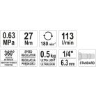 Pneumatikus racsnis kulcs könnyített 1/4", 27 Nm (YATO YT-09795)