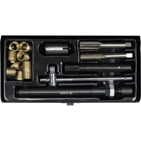 25részes Gyújtógyertya javító készlet, menetfúróval és 20 speciális hüvellyel (YATO YT-17581)