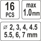 Lemezlyukasztó fogó készlet, 16 részes, 2-7mm (YATO YT-18973)