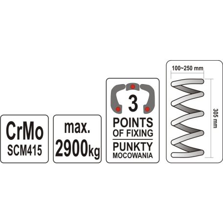 Rugóösszehúzó McPherson rugóhoz, 2.9T, Ø10-250mm (YATO YT-2535)