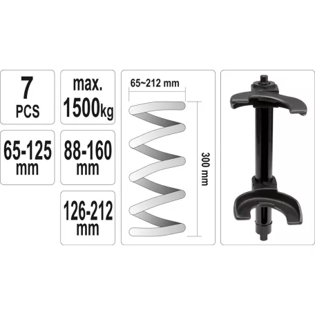 Rugóösszehúzó McPherson rugóhoz cserélhető pofákkal, 1.5T, Ø65-212mm (YATO YT-2536)