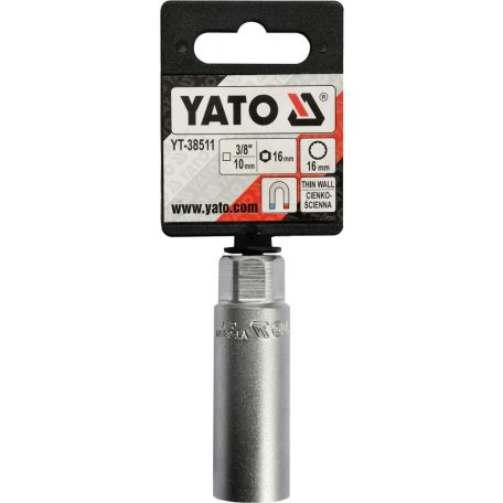 Gyertyakulcs vékonyfalú 3/8"-16 mm (YATO YT-38511)