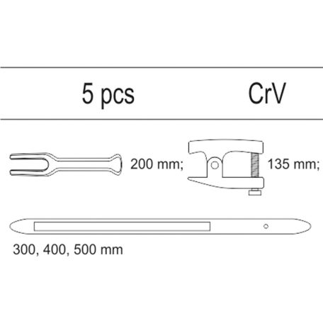 Gömbfej lehúzó és kinyomó készlet 5 részes (YATO YT-55477)