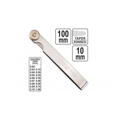 Hézagmérő, 0,02-1 mm, 17 lapos, 100 mm (YATO YT-7220)