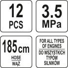 Olajnyomásmérő készlet - 12részes, 35bar (YATO YT-73030)