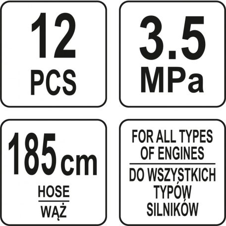 Olajnyomásmérő készlet - 12részes, 35bar (YATO YT-73030)