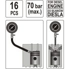 Kompressziómérő óra diesel motorokhoz, 70bar (YATO YT-7307)