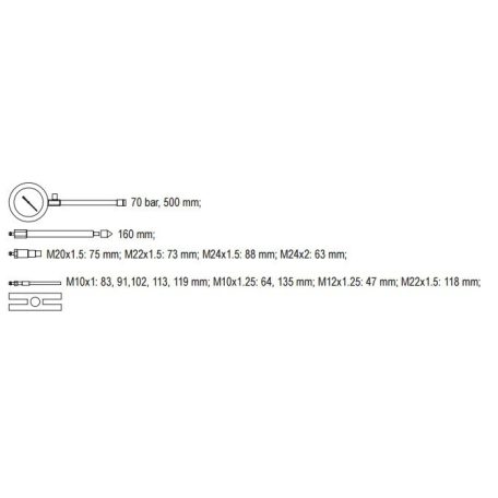 Kompressziómérő óra diesel motorokhoz, 70bar (YATO YT-7307)