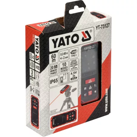 Lézeres távolságmérő 0.2-60m IP65 (YATO YT-73127) 