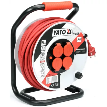 Kábeldob 50m 3x2, 5mm2, elosztó, hosszabbító 16A (YATO YT-8108)