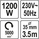 Elektromos betontömörítő, Betonvibrátor, 3m, 1200W / 230V (YATO YT-82600)